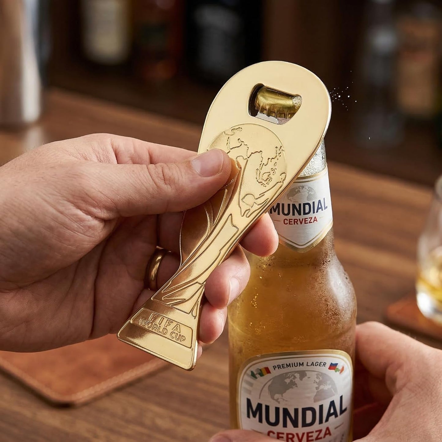 Official 2026 FIFA World Cup Trophy Magnetic Metal Bottle Opener (5.75" X 2.5") - Perfect Soccer Fan Gift, Refrigerator Magnet & Bar Accessory for 2026 World Cup