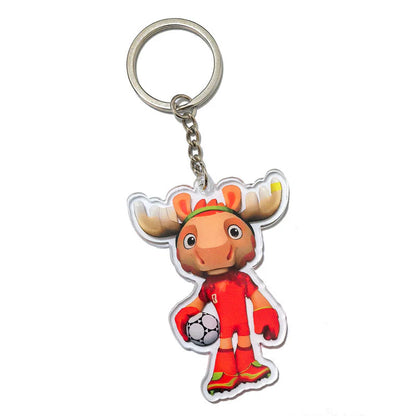 World Cup Mascots Moose, Sea Eagle, Jaguar Acrylic Keychain Pendant Fan Gift