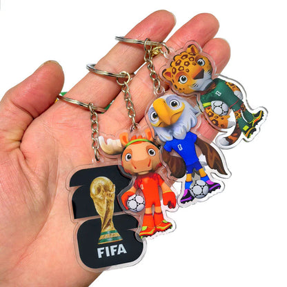 World Cup Mascots Moose, Sea Eagle, Jaguar Acrylic Keychain Pendant Fan Gift